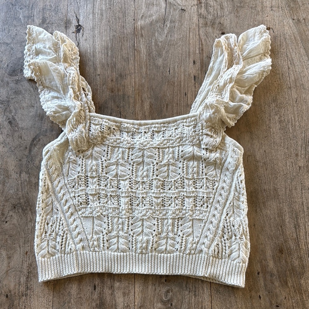 Anthropologie Cream Lace Tank Top